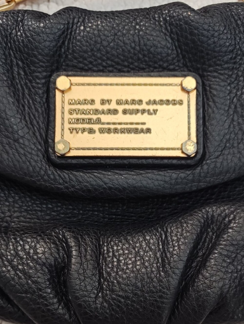 Marc By Marc Jacobs Black Pebbled Leather Crossbody with Gold Plaque - Picture 2 of 7